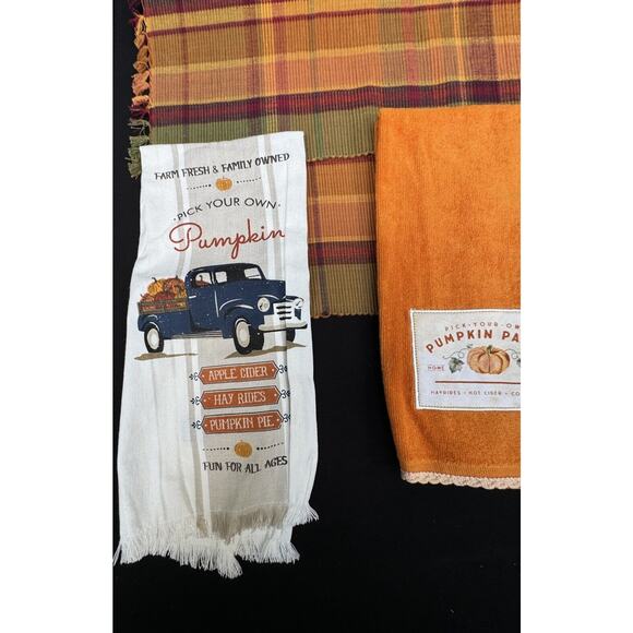 Vintage Fall Halloween Kitchen Towels Placemats & Handmade Hot Pad Mat - Picture 2 of 7